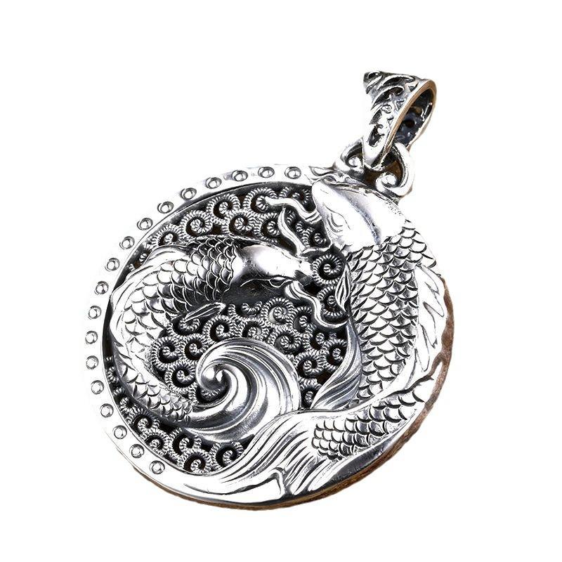 999 sterling silver Pisces water pendant men's and women's necklace new 2023 trendy personalized retro safety buckle