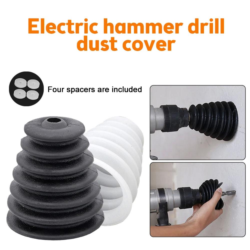 Electric Drill Dust Cover Rubber Impact Hammer Drill Dust Collector Dustproof Device Power Tool Accessories With 2 Rubber Pads