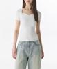 MUSINSA STANDARD WOMAN Women'S Slim Heart Neck Short Sleeve Knit [White]