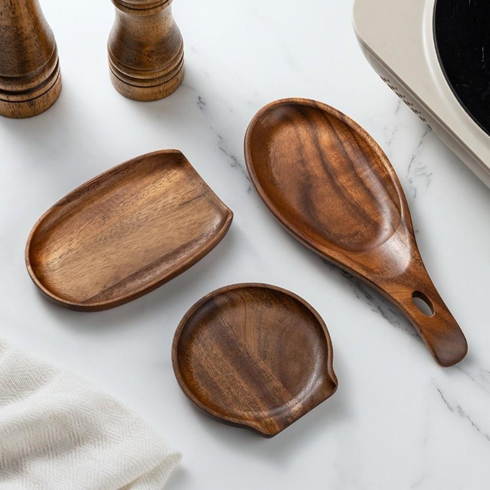 Rustic Ladle Rack Natural Rice Spoon Storage Rack Organizer Tray Spoon Rest Dining Table
