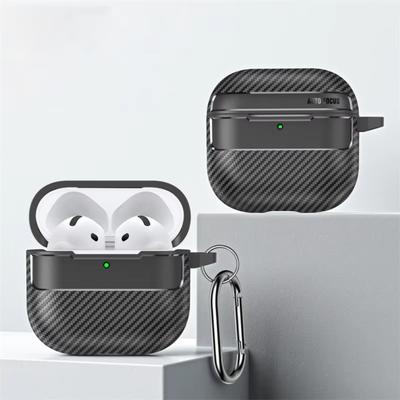 Carbon Fiber Armor Earphone Protective Case For Apple Airpods 4 3 1&2 Pro 2 2nd Gen Anti-Lost Hook Cover for Airpods Pro 3 2026