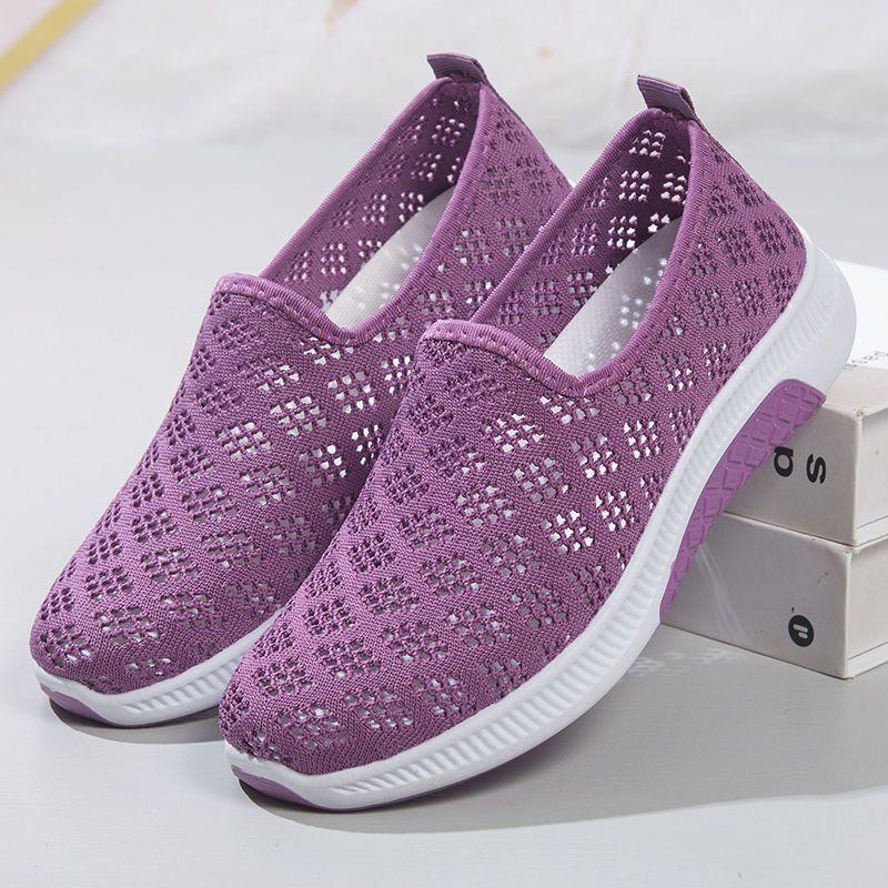 

Летняя тканевая обувь, женская обувь с сеткой, повседневная обувь с дышащей сеткой, нескользящая женская обувь на мягкой подошве, туфли на одной ноге 36 фиолетовый