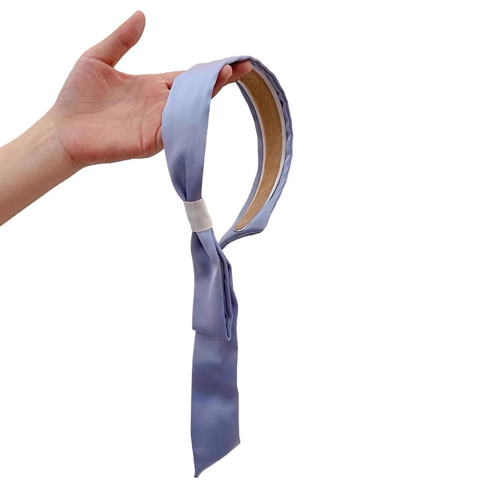 

Лента для волос в корейском стиле, однотонный обруч для волос, винтажная повязка на голову с бантом, головной убор синий