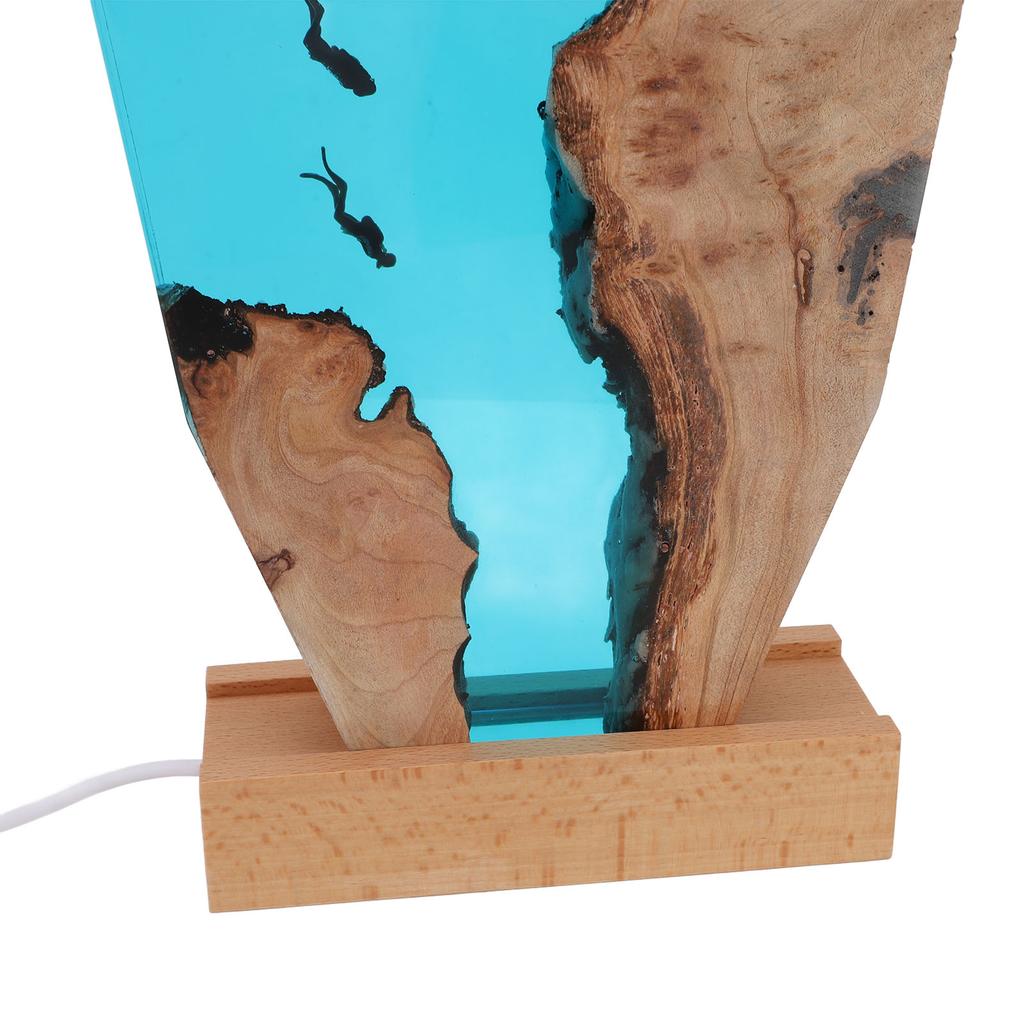 Diver Night Light Colorful LED Wooden Resin Ocean Bedside Lamp Desktop Art Ornament For Office Bedroom Living Room Decor