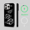 Black Scary Ghost Eye Monstrous Line Art Phone Case Magesafe Magnetic Wireless Charge Case For iPhone 16 14 Pro Max Plus Mini
