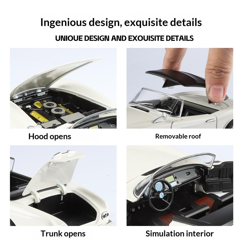 1/24 BMW 507 Legierungsauto-Modell Simulation Sound und Licht Metall-Druckgusskarosserie Sammlerstücke Kinderspielzeug Geschenke Feiertagsdekorationen