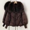 Women's Winter New High-end Fur Raccoon Hair Big Fur Collar Down Jacket Fashion Design Knitted Sleeves Thickened Jacket