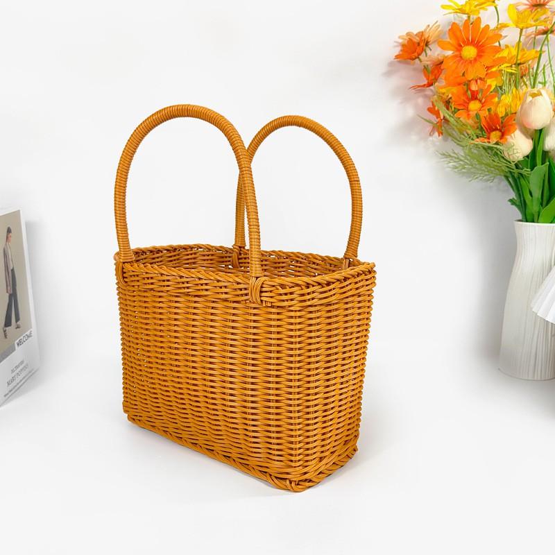 Sturdy Metal Frame Storage Basket Picnic Grocery Snacking Fruit Vegetable Craft Home Organization