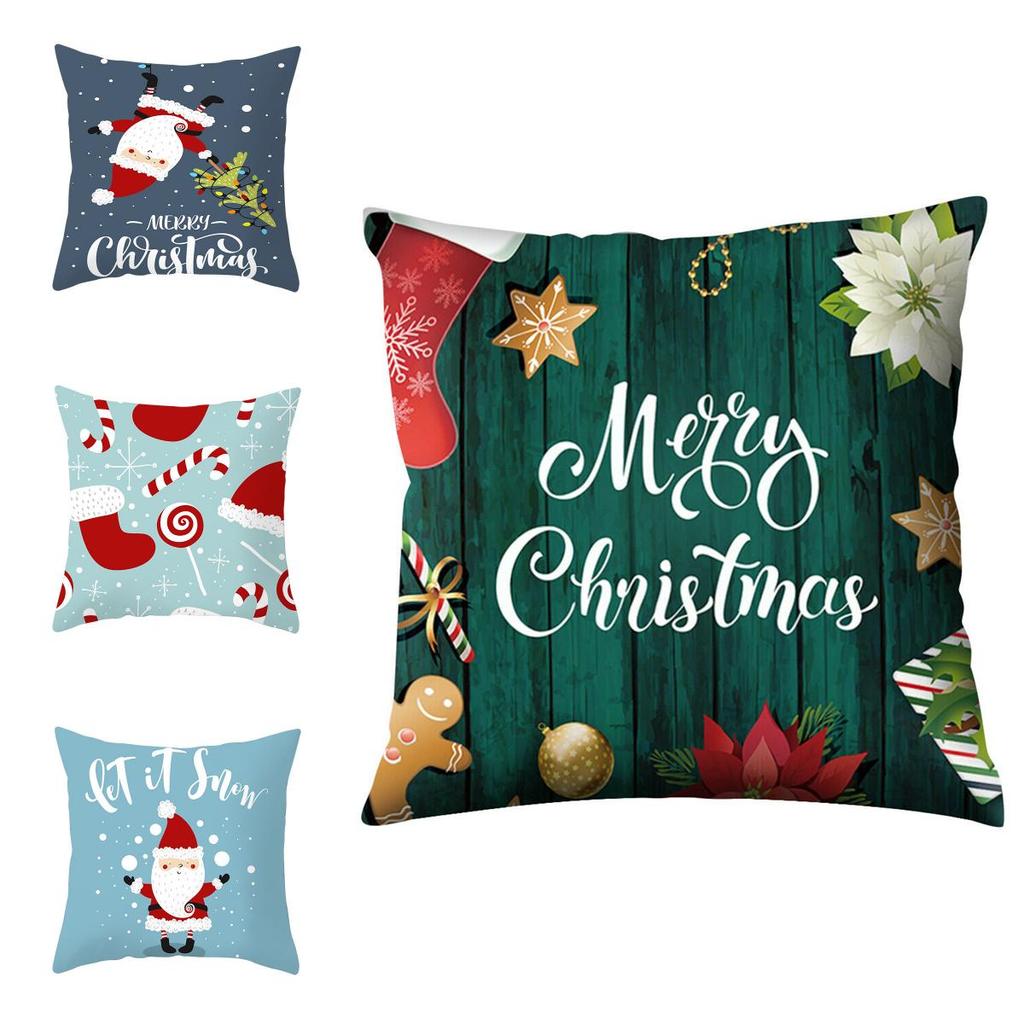 Polyester Peach Skin Christmas Cushion Cover 18" For Sofa Decor**