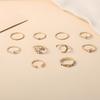 10Pcs Rings Suit For Women Gold-color Chain Ring Set Bohemian Style Coin Snake Moon Star Party Leaves Love Trend Gift Jewelry