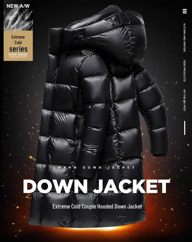 Unisex dlouhá zimní péřová bunda - 95% výplň z prachového peří, Super silná a teplá pro extrémní mráz.