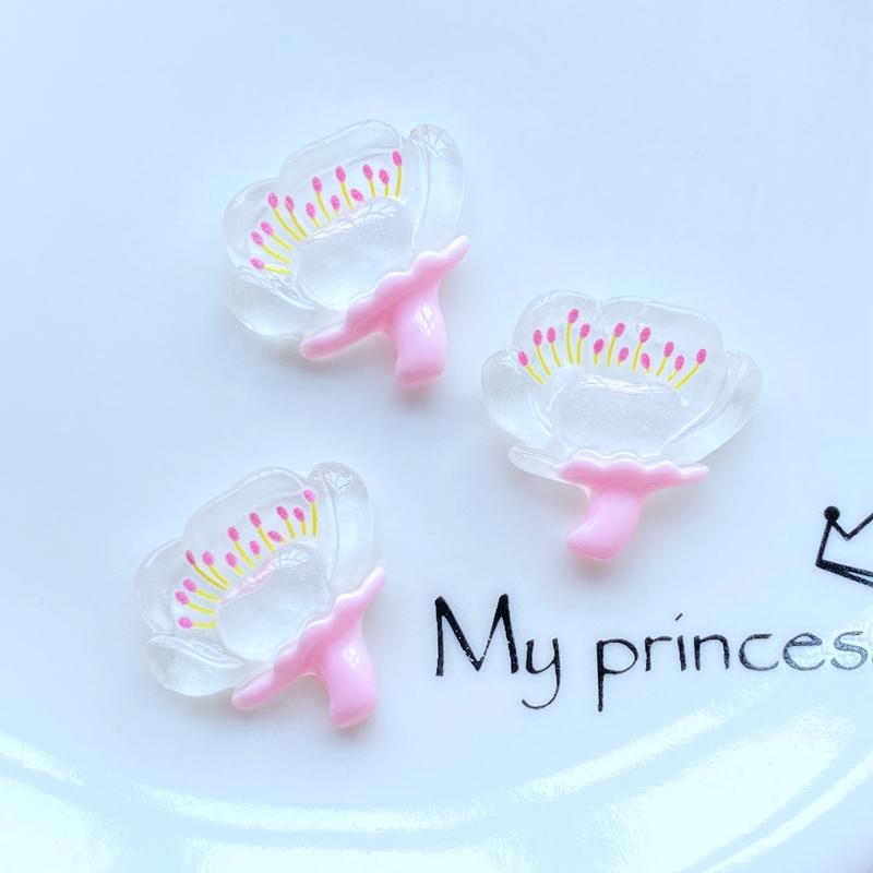 10Pcs New Cute Mini Luminous Transparent Lotus Flat back Resin Cabochons Scrapbooking DIY Jewelry Craft Decoration Accessorie