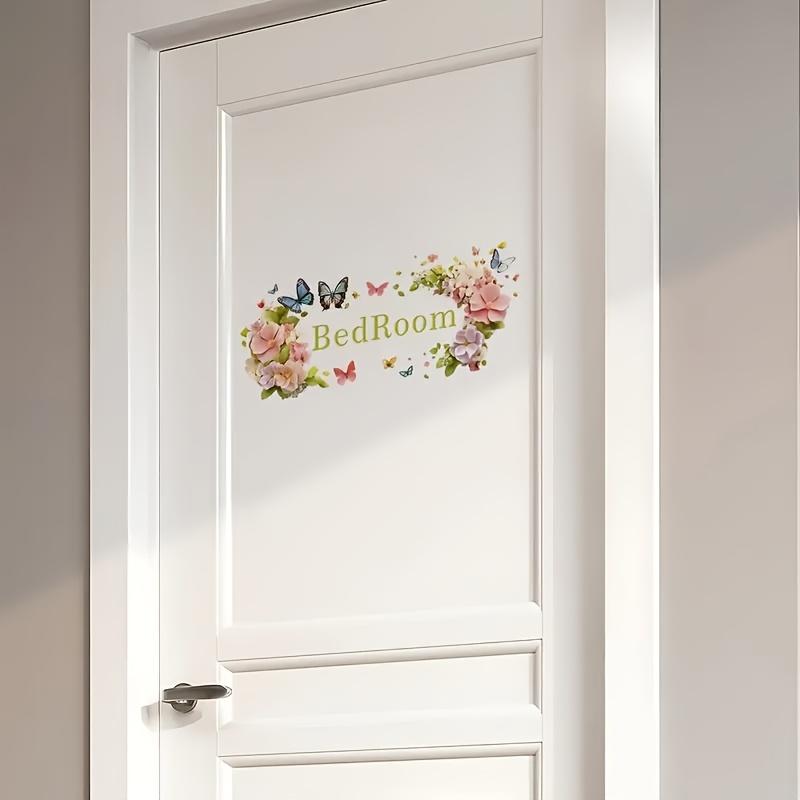 1pc Modern Floral Butterfly "Bedroom" Wall Decal Sticker Self-Adhesive Removable Vinyl Decorative Sign for Doors, Walls, Home Decor Bedroom Decoration