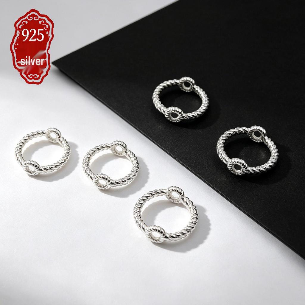 S925 Sterling Silver Twisted Ring: Handmade Jewelry Connector for Bracelets, Necklaces