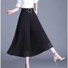 Black Skirt Women's Summer Dress Mid-length Culottes Pleated High Waist Eight-point Wide-leg Pants Skirt