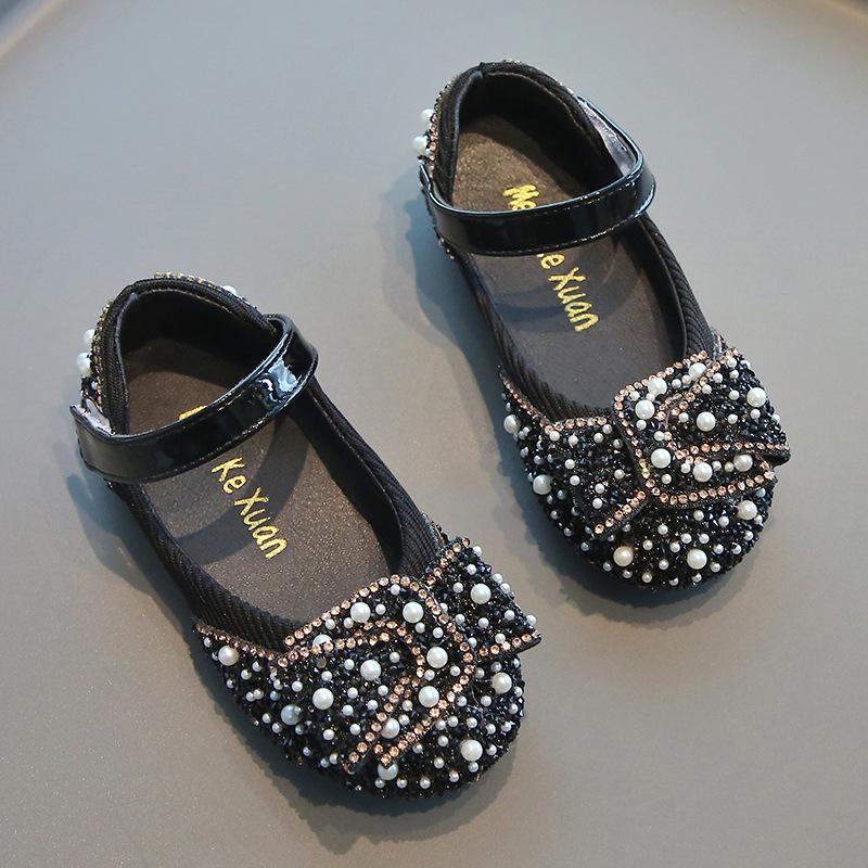 Baby Girl Princess Shoes Spring Autumn Dance Shoes Rhinestone Performance Shoes Bow Toddler Flats