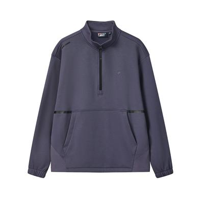 Fila White Fashionable Personality Simple Casual Versatile Loose Fleece Pullover Sweatshirt Men Sweatshirt Purple F11M543215FDP