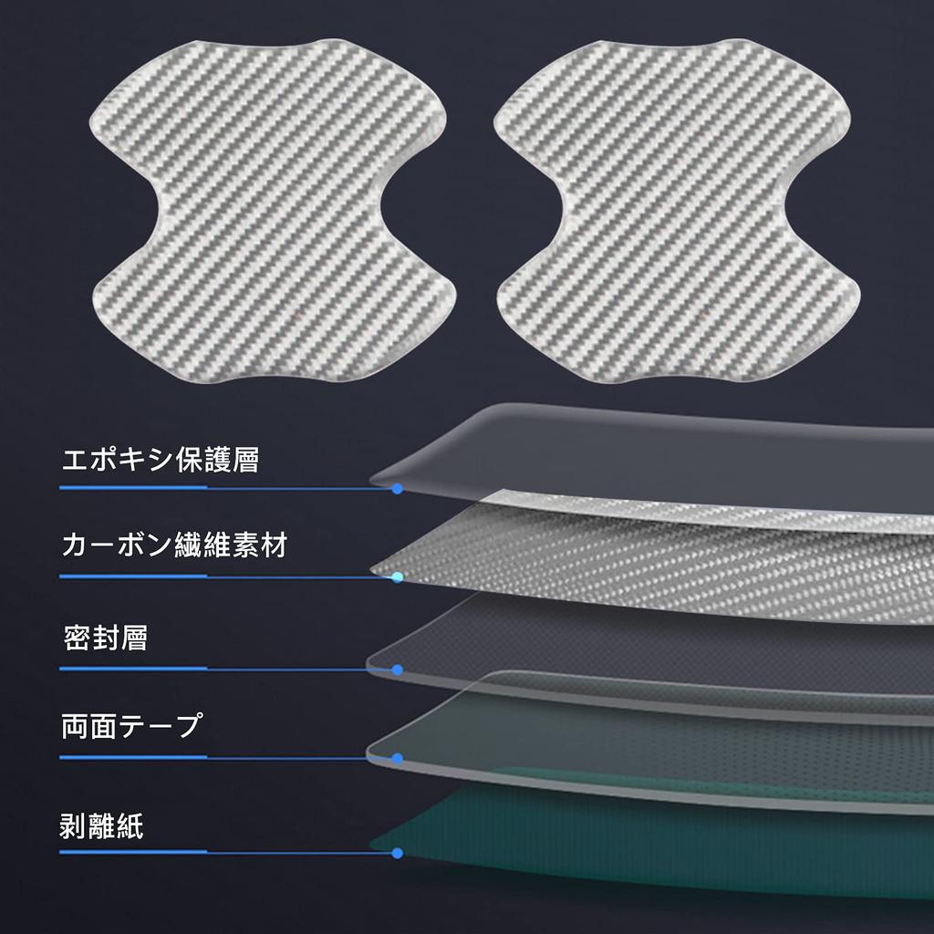 AUTOYUZU Car Door Handle Protectors Anti-Scratch Film Protective Film Anti-Scratch Carbon Look Exterior Silver Base 4pcs Product Instructions Included