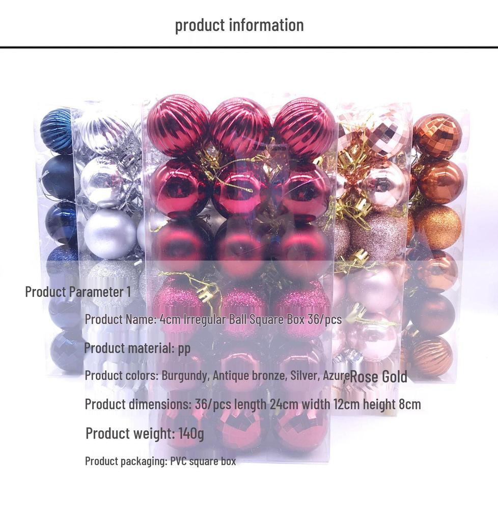 4CM Christmas Irregular Ball Set - 36 Electroplated Ornaments for Tree Decoration