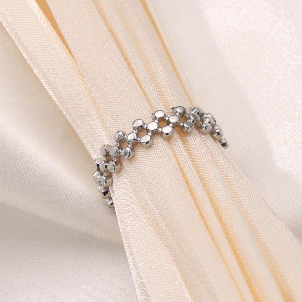 Hollow DNA Beads Open Stainless Steel Rings for Women 2024 Trendy Gold Color Aesthetic Wedding Couple Ring Femme Jewelry anillos