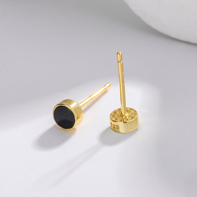 Sterling Silver S925 Drip Oil Stud Earrings for Men & Women, Trendy Cartilage Design.