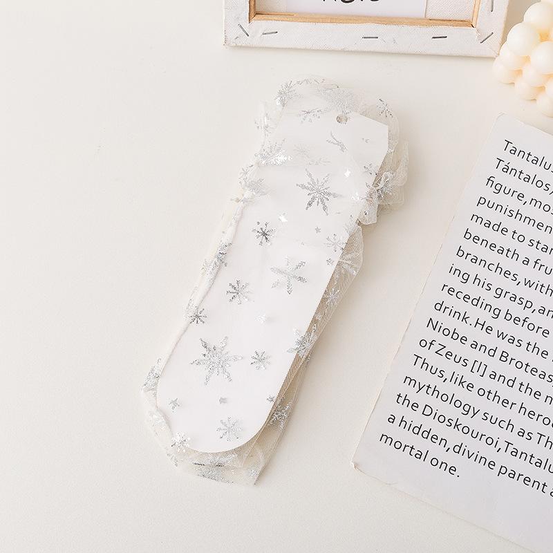 

For Children in Spring and Summer Thin and Cute Japanese Transparent Breathable Mid Tube Pile Socks Mesh Glass Fiber Stockings One Size