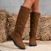 Winter Suede Comfortable Elegant Boots for Women Fashionable New Round Toe Sexy Thick Casual High Quality Knight Boots