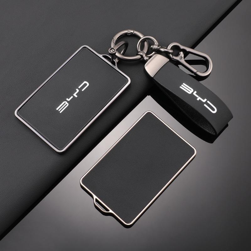 Car NFC Card Key Case Cover Full Shell Leather Keychain Pendant For BYD Tang DM Han EV Song PRO Qin PLUS DMI Key Bag Accessories