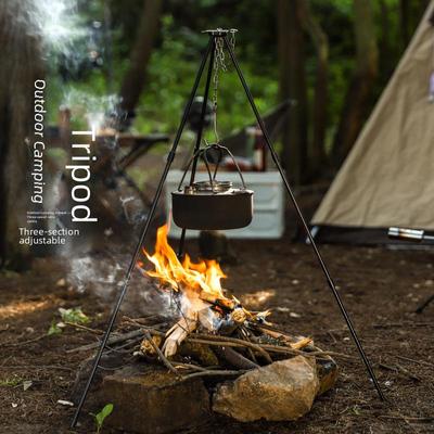3-Section Aluminum Alloy Bonfire Tripod for Outdoor Camping and Hanging Pots
