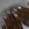 24Pcs Short Square Press On Nails White Rhinestone Flower French Tip Full Cover Reusable Fake Nail Tips