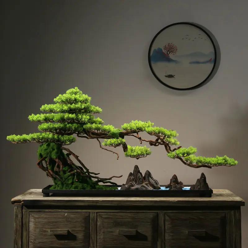 Simulation Green Plants Welcoming Pine Bonsai Planting Corners and Ornaments Living Room Decorations Zen Micro Landscape