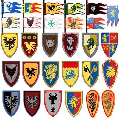 Medieval Military Castle Knight Soldier Shields Building Blocks Flags Movie Figures Accessories Mini Compatible Brick Toy Gifts