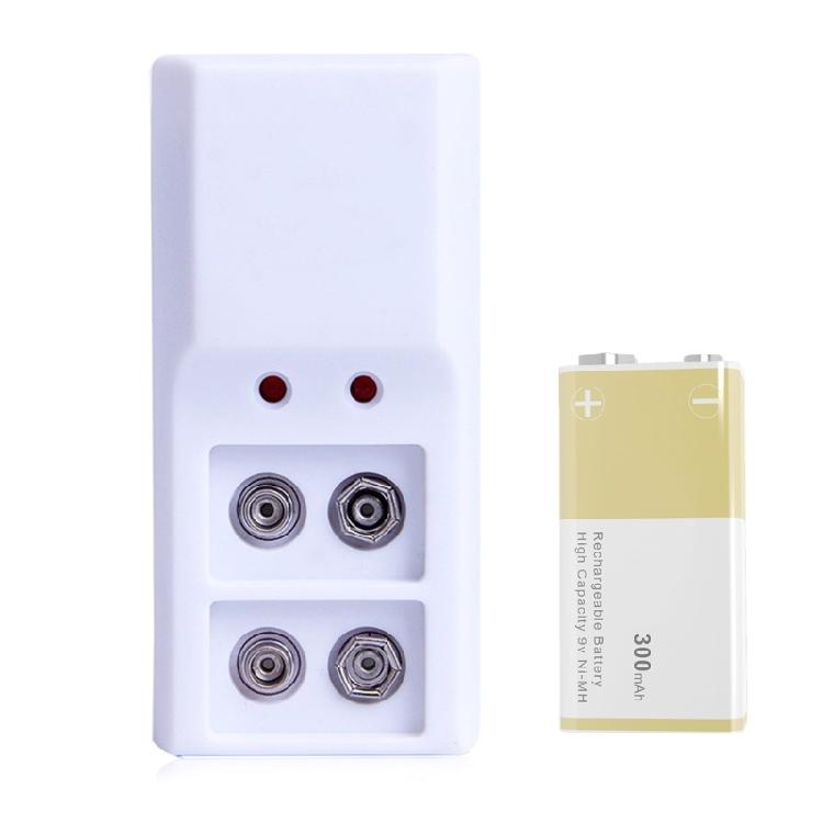 Battery Charger 2-slot Charging Station Independent Fast Charging Adapter for 9V NiMH/NiCd Rechargeable Battery