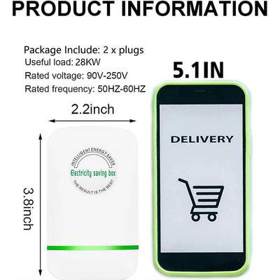 2pcs Electricity Saving Boxs Efficiency Smart Plug for Home Office Factory White