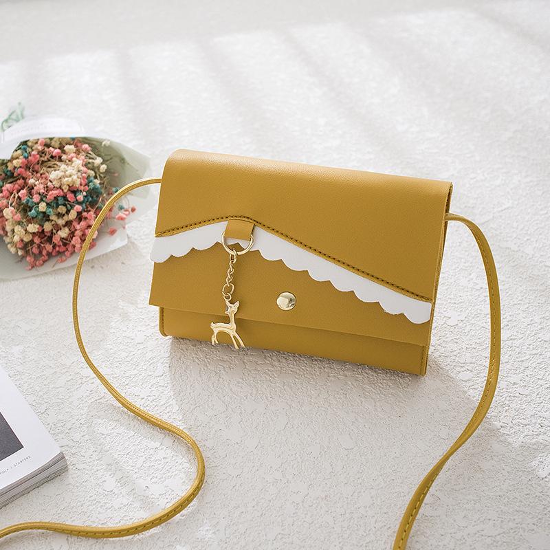 

Маленькая версия сумки Новая простая женская сумка через плечо Повседневная маленькая свежая подвеска в виде оленя Маленькая квадратная сумка жёлтый