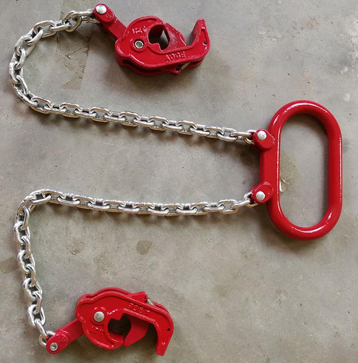 Double-Chain Forklift Eagle Beak Drum Lifting Hook and Spreader Clamp