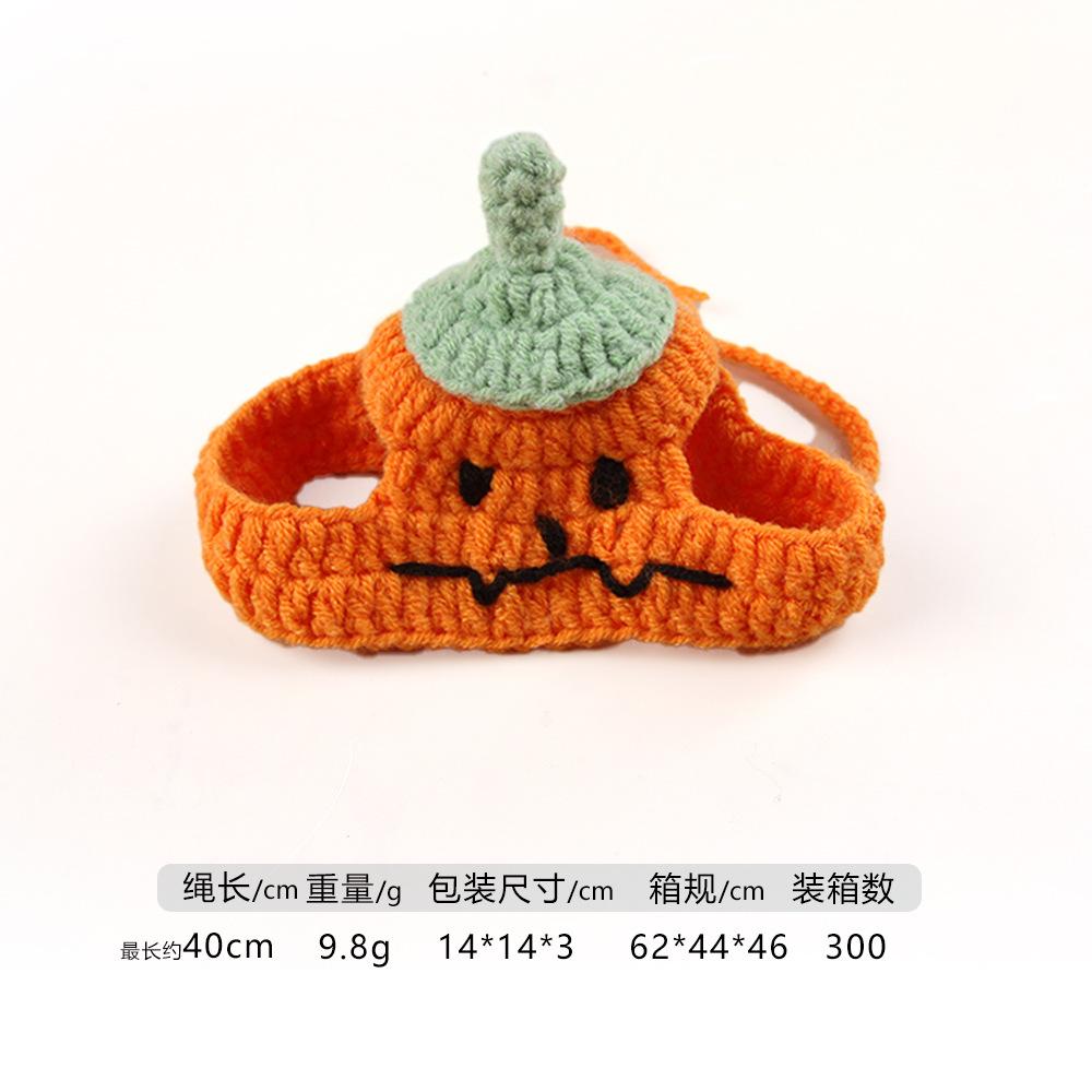 Halloween Pet Scarf Collar Bib Cat Dog Decoration Ghost Festival Hand Knitted Yarn Funny Dress Up Hat
