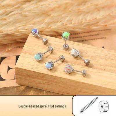 Opal Dragon Claw Titanium Steel Ear Cartilage Studs - Fashionable, Versatile, Dopamine-Chic High-End Screw-on Jewelry.