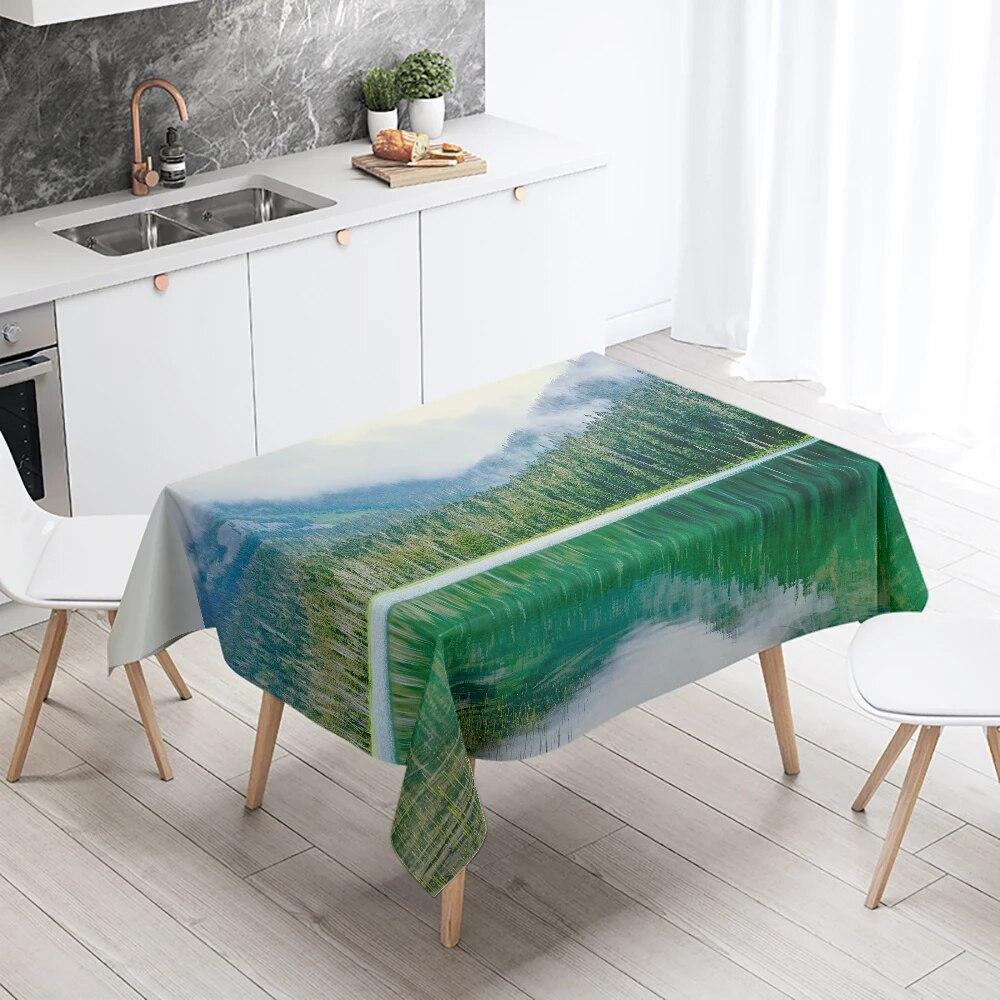 Landscape Printing Tablecloth Camping  Stain Resistant Waterproof Restaurant Table Decoration Kitchen Home