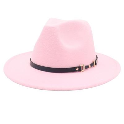 New European-American Style Jazz Windbreaker Hat with Large Brim Felt - Solid Color