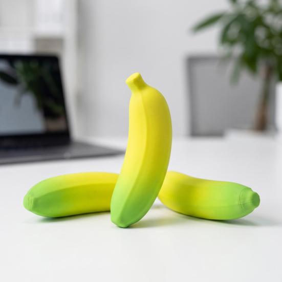 2Pcs Stress Relief Simulation Banana Toy Anti-Anxiety Color Changing Banana Squeeze Toy Slow Rising Fruit Fidget Sensory Toy Office Worker Gift