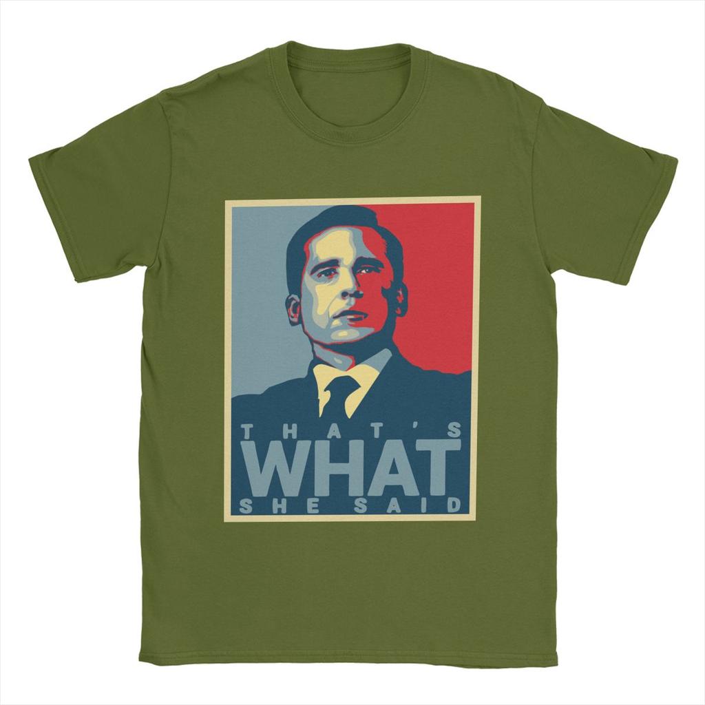 Men's T-Shirts Michael Scott That's What She Said Cotton Tees The Office Tv Series T Shirts Round Collar Clothing Party