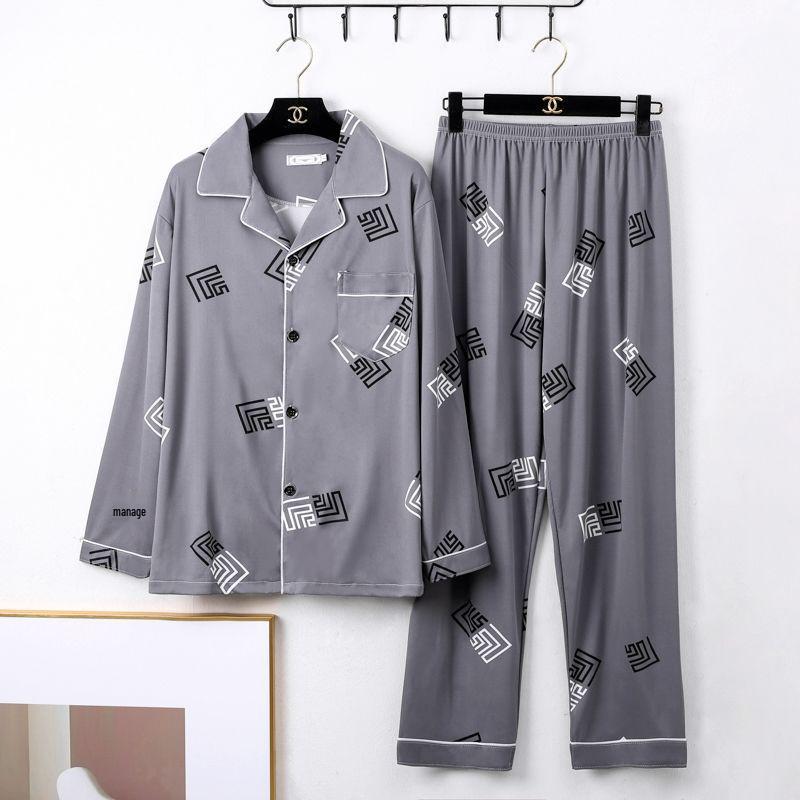 Men's Long Sleeve Pajamas Set - 2023 Spring/Summer/Autumn/Winter, Lightweight, Plus Size