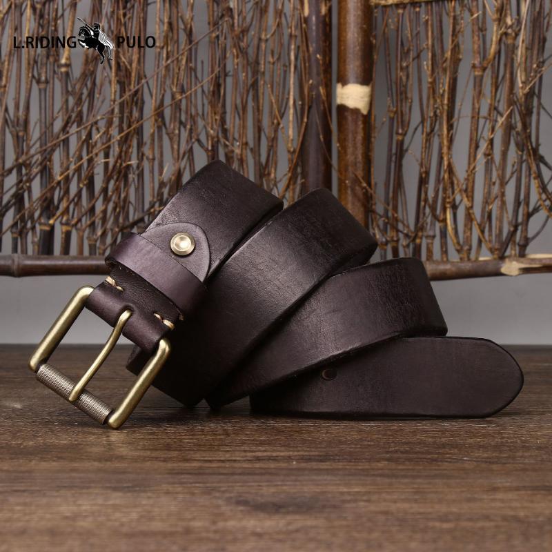 Purely Handmade Widened and Thickened Top Layer Cowhide Men's Belt American Retro Genuine Leather Pin Buckle Belt Men's