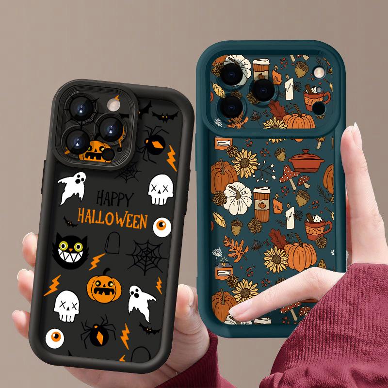 Pumpkin Lantern Ghost Halloween Case For iPhone 18 Pro Max 17 16 15 14 13 Pro Max 17E 16E Shockproof Bumper Soft Silicone Cover