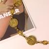 European and American Ancient Gold Blackened Western InS-style Metal Women's Waist Chain with Retro Carvings