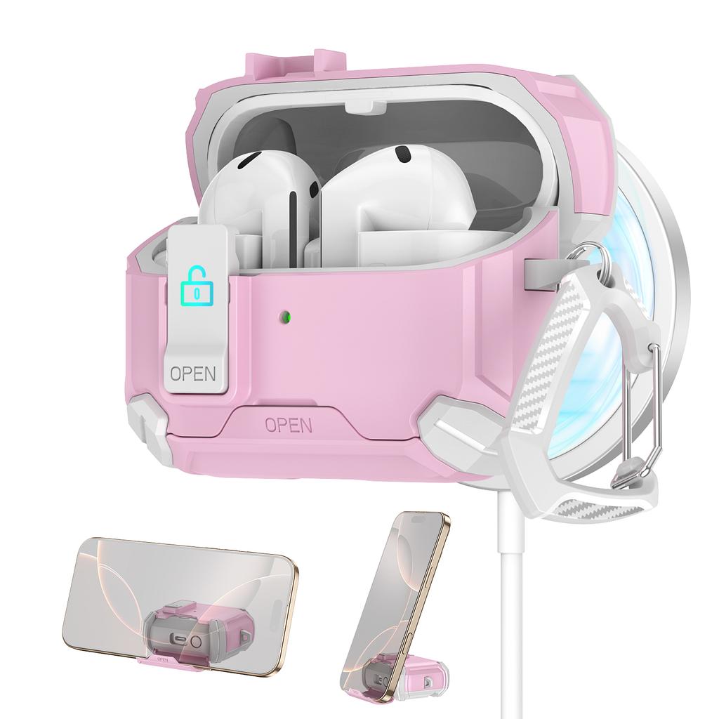 Phone Stand Case for Samsung Galaxy Buds 3/3Pro Secure Lock Case with MagSafe Protective Case with Cleaner Kit For Galaxy Buds 3