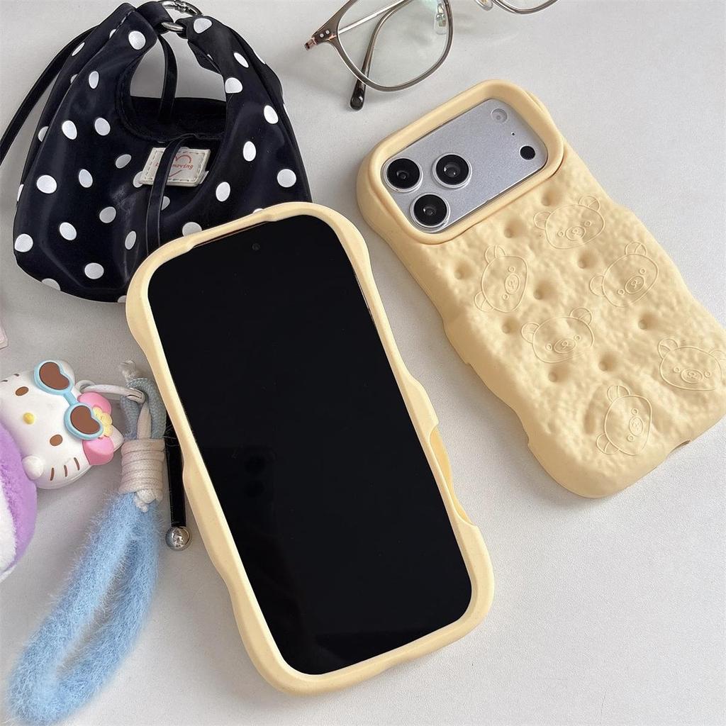 Cartoon Embossed Bread Bear Head Phone Case for iPhone 14/13/12/PRO Max