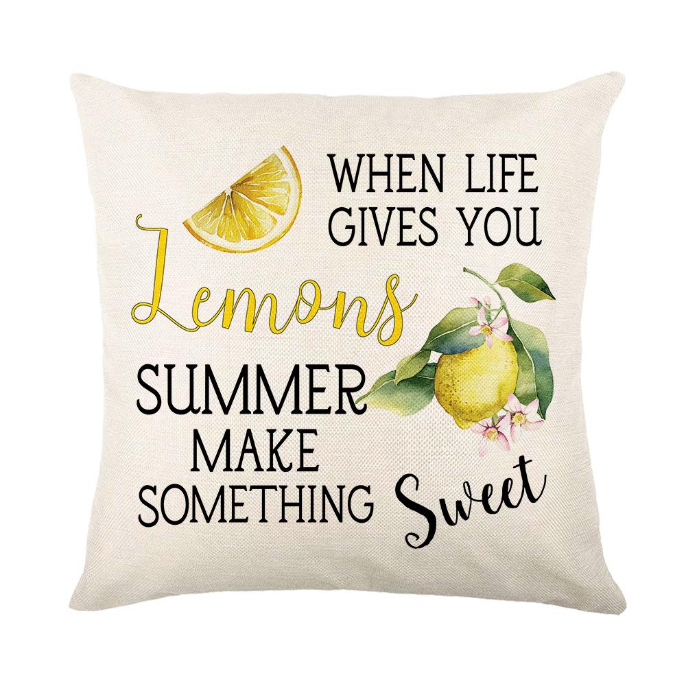 New Spring and Summer Pillow Cases Linen Yellow Lemon Truck Print Home Pillow Cushion Combination