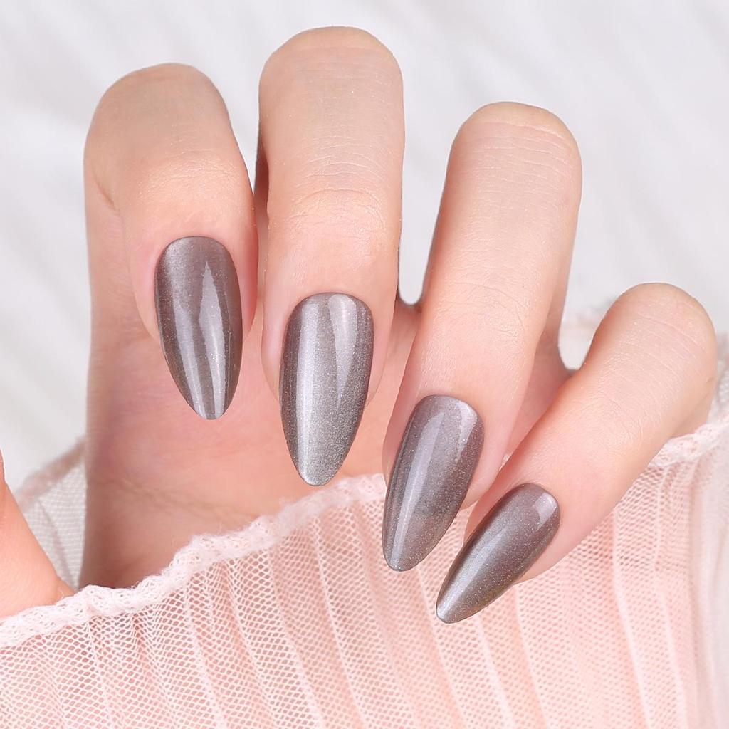 Multi-color Cat Eye High Gloss Press-on Nails - Water Drop Style, Solid Color, 30 Strips